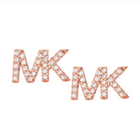 SOLD! MK Rose Gold Logo Stud Earrings - Picture 2 of 6